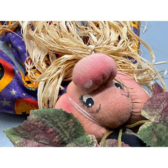 Handcrafted Pumpkin Scarecrow Fall Decoration Purple Orange Halloween figurine - Picture 8 of 13